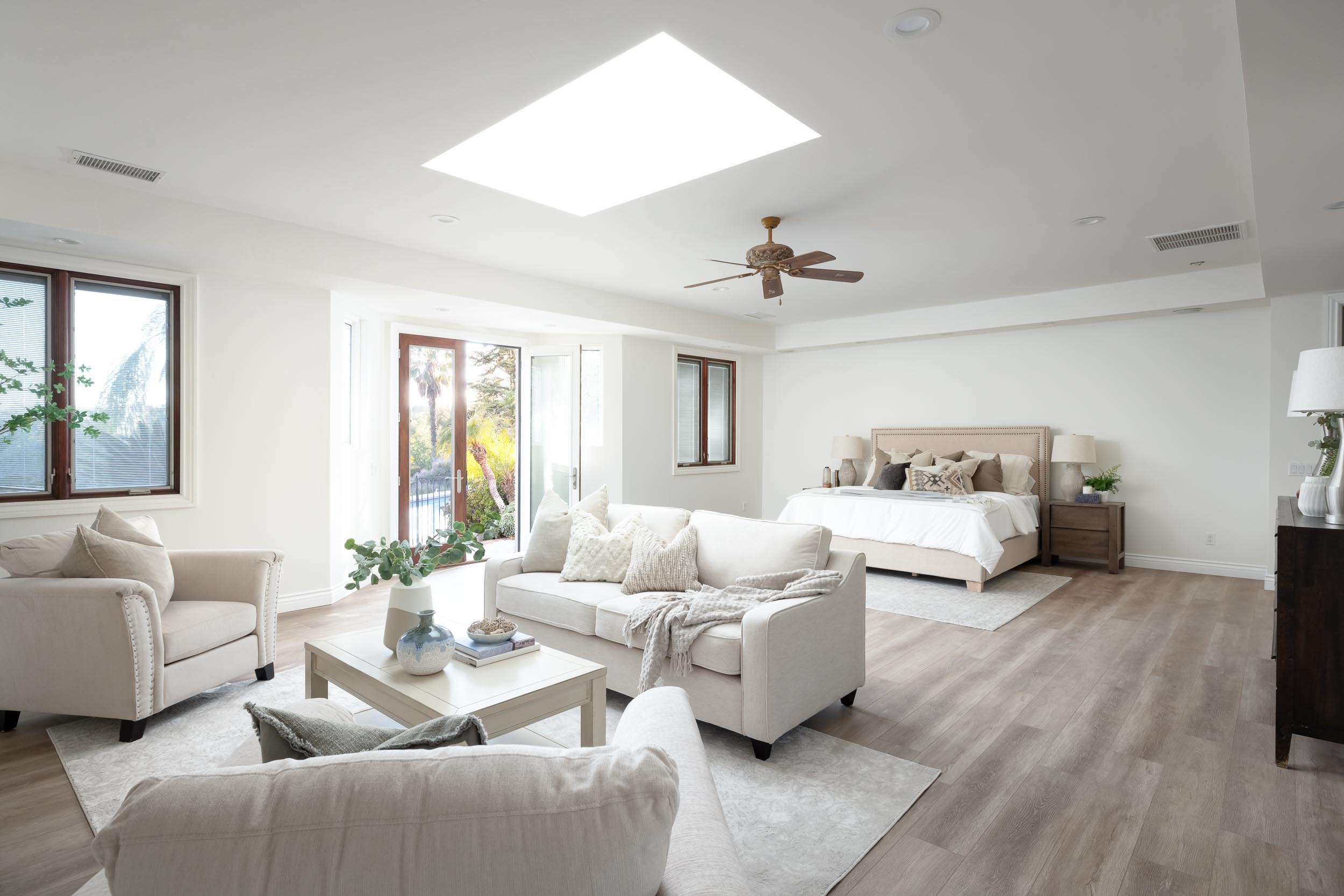 Home staging Poway primary suite sitting area estate home